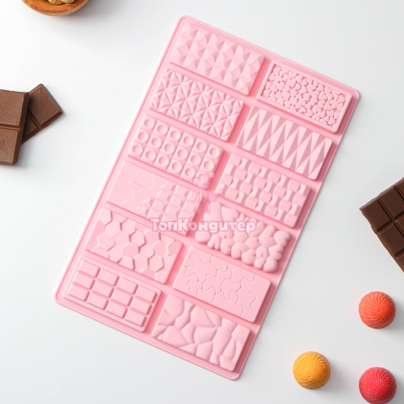Форма для шоколада «Шоколадное ассорти», силикон, 26,5×16,8×0,7 см, 12 ячеек,