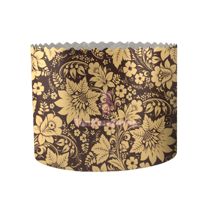 Форма бумажная для кулича "ПОДСОЛНУХИ" d= 13,4см x h= 10 см