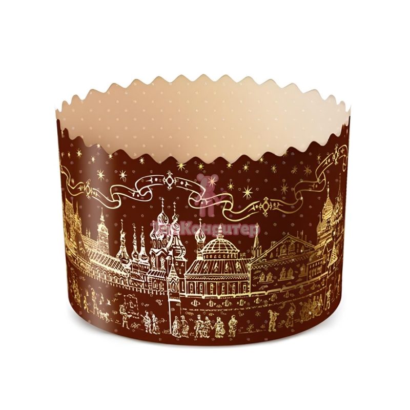 Форма бумажная для кулича "СОБОР ЗОЛОТОЙ" d= 13,4 см x h= 10 см