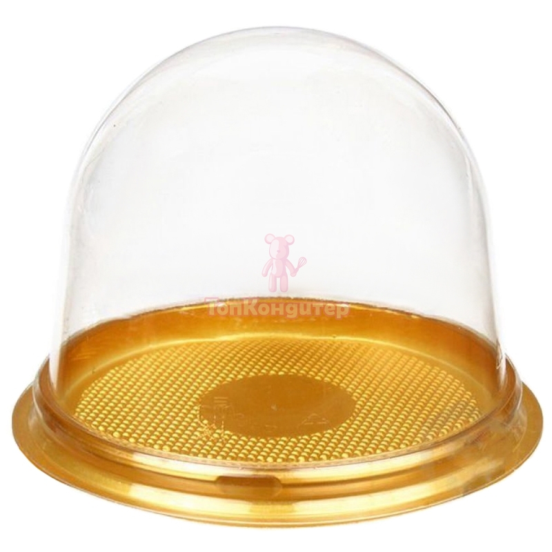Контейнер для пирожного 9 см*9 см золотое дно (КУПОЛ)